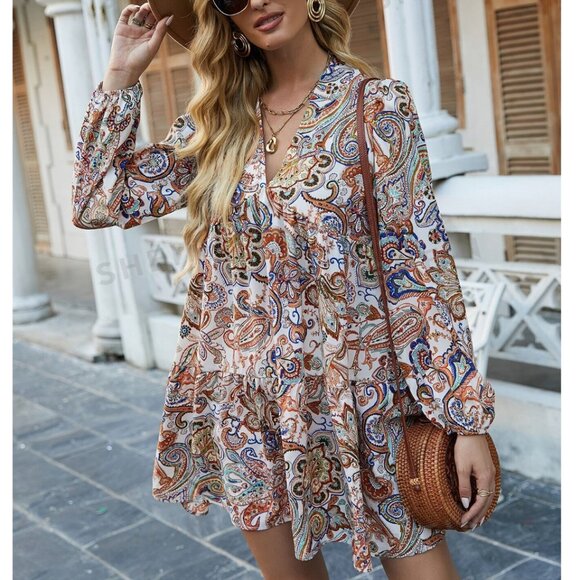 Paisley Print Boho Smock Dress (XL) - Picture 1 of 10
